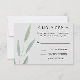 Sage Greenery Wedding Response, Botanical RSVP Card