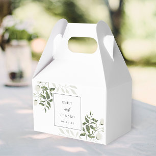 Sage Greenery & White Floral Wedding Favour Box