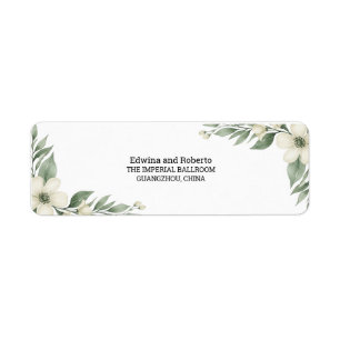 Sage Greenery White Floral Wedding Return Address  Label