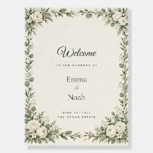 Sage Greenery White Floral Wedding Welcome