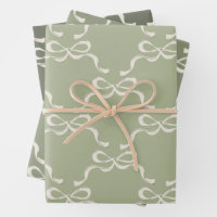 Sage Greens & Cream Ribbons Bows