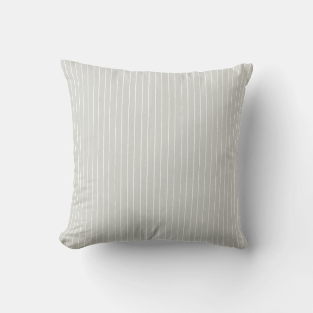 Sage Grey Cream Stripe Minimalist Pattern Cushion (Front)