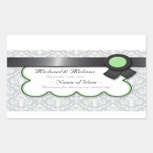 Sage & Grey Damask Wedding Wine Bottle Labels