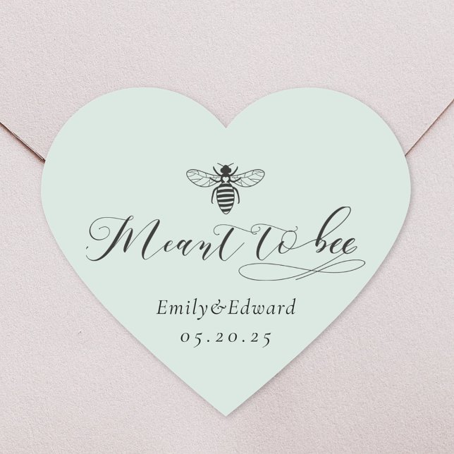 Sage Heart Meant to Bee Wedding Honey Jar Favour Sticker (Creator Uploaded)