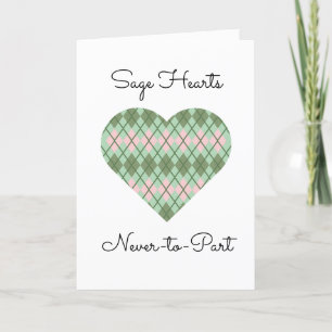 Sage Hearts Sage and Pink Argyle Valentine Card