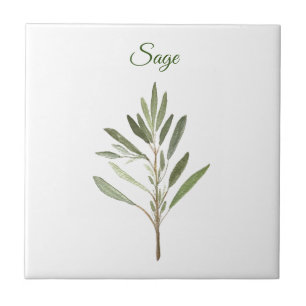 Sage Herb Greenery Kitchen Culinary Green Rustic C Ceramic Tile