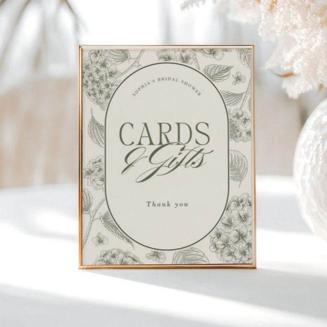 Sage Hydrangea Bridal Shower Cards Gifts Poster (Creator Uploaded)