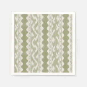 Sage Ikat Stripe on Cream, Coastal Bar Napkin