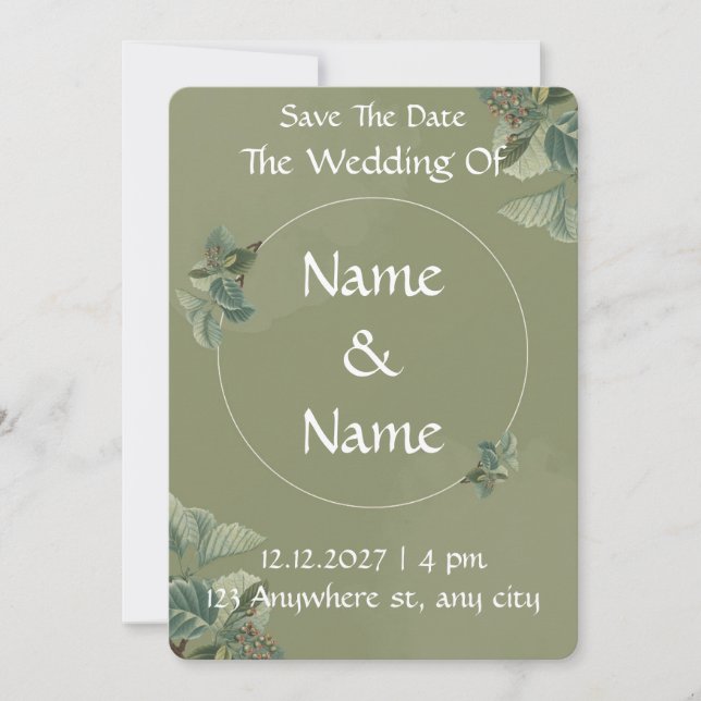 Sage Illustrated Wedding Invitation (Front)