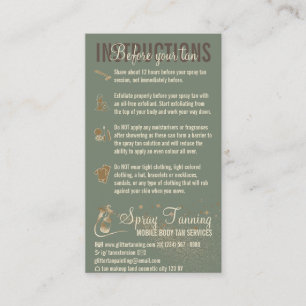 Sage Instructions Spray Tan Before AfterCare Guide Business Card