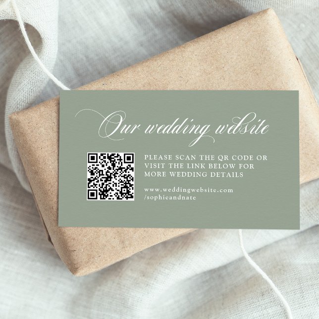 Sage Italian Elegance | Wedding Website QR Code Enclosure Card (Creator Uploaded)