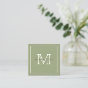 Sage & Ivory Custom Monogram Square Business Card