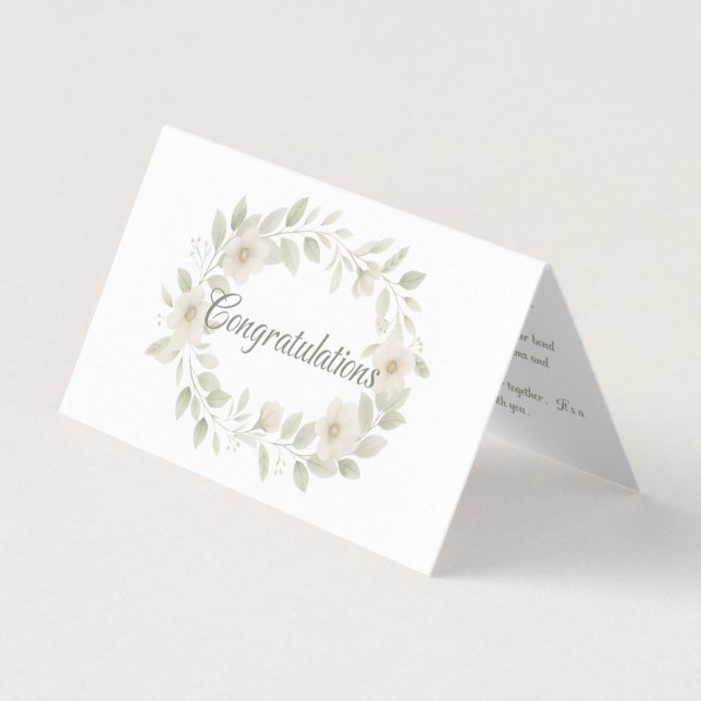 Sage & Ivory Floral Wedding Congratulations Card  (Front)