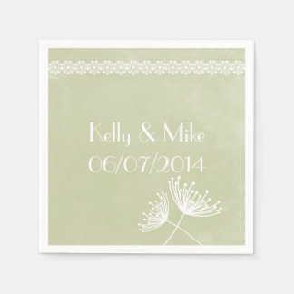 Sage Lace and Floral Wedding Napkins