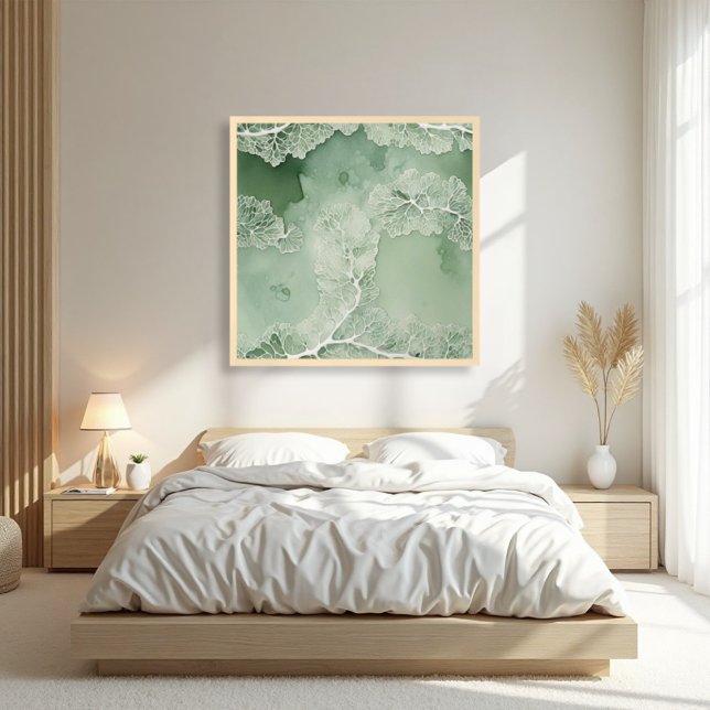 Sage Lace Lichen Abstract - Organic Modern Poster (Sage Lace Lichen Poster: Serene Organic Modern Art with Ethereal Botanical Textures.)