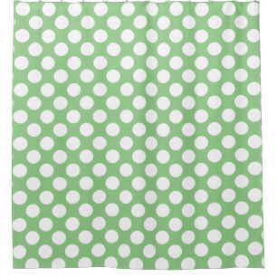 Sage: Large white Polka Dot Pattern Shower Curtain