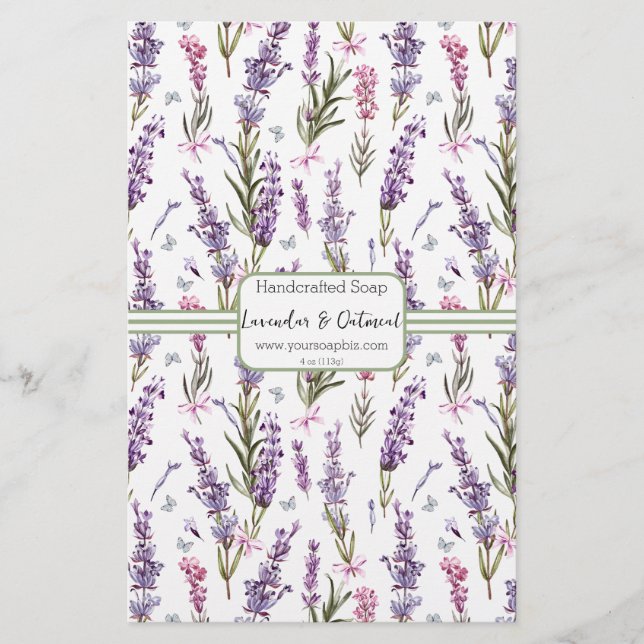 Sage & Lavendar Soap Wrap Paper Sheet (Front)