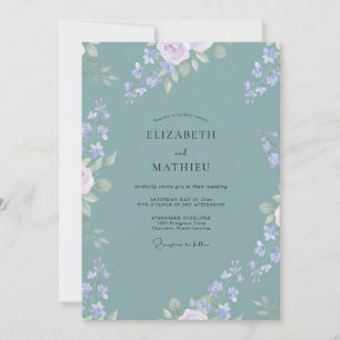 Sage Lavender Watercolor Floral Wedding Invitation