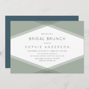 Sage Layered Geometric & Blue Slate Bridal Brunch Invitation