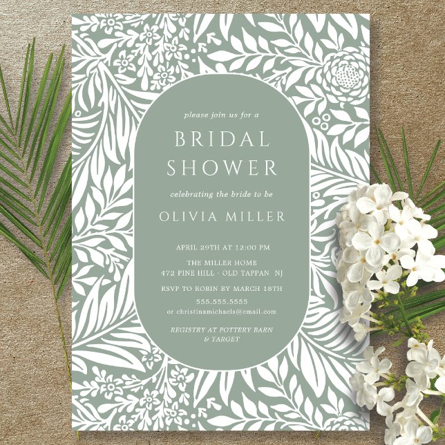 Sage Leaf Floral Bridal Shower Invitation (Creator Uploaded)