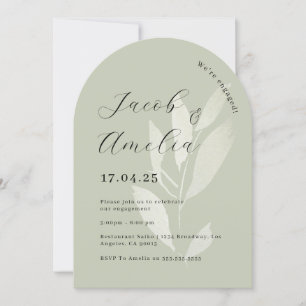 Sage Leaf Modern Arch Engagement Party   Invitation