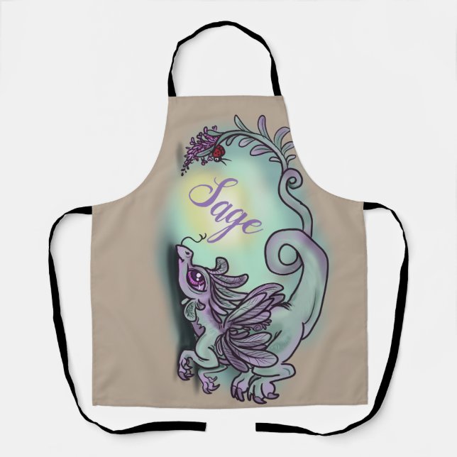 Sage lil' Dragon Apron (Front)