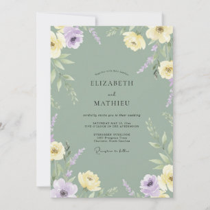 Sage Lilac Bloom Wedding Invitation