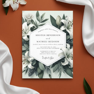Sage Lily Botanical Romance Wedding Invitation