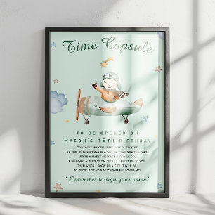 Sage Little Aviator Time Capsule Milestone Poster