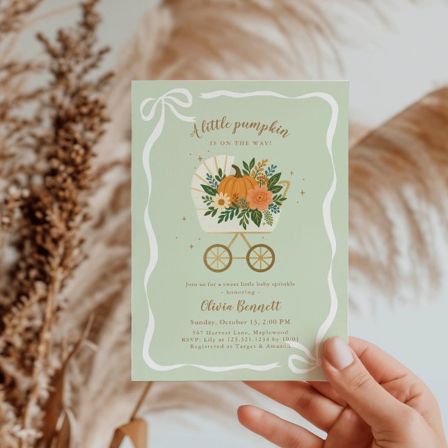 Sage Little Pumpkin Baby Sprinkle Invitation (Creator Uploaded)