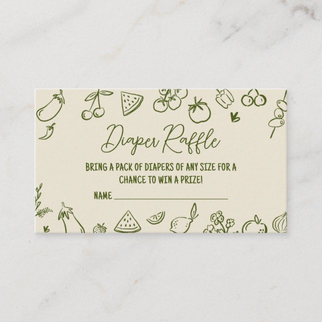 Sage Locally Grown Baby Shower Diaper Raffle Enclosure Card (Front)