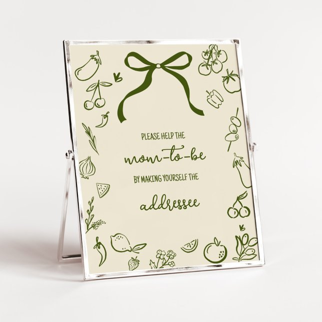 Sage Locally Grown Shower Envelope Station Sign (Locally Grown Farmers Market Baby Shower Envelope Station Sign)