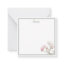 Sage Magnolia Personalised Note Card