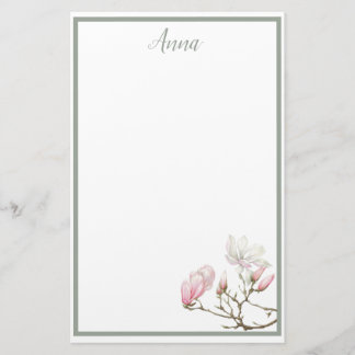 Sage Magnolia Personalised Stationary Stationery