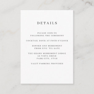 Sage   Magnolia WEDDING Hotel detail Accommodation Enclosure Card