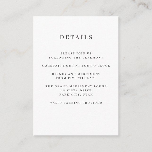 Sage | Magnolia WEDDING Hotel detail Accommodation Enclosure Card (Front)