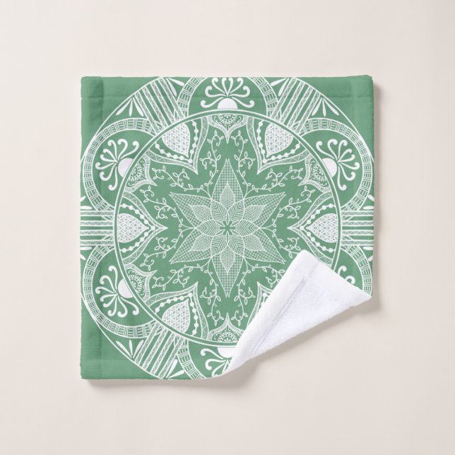 Sage Mandala Bath Towel Set (Wash Cloth)