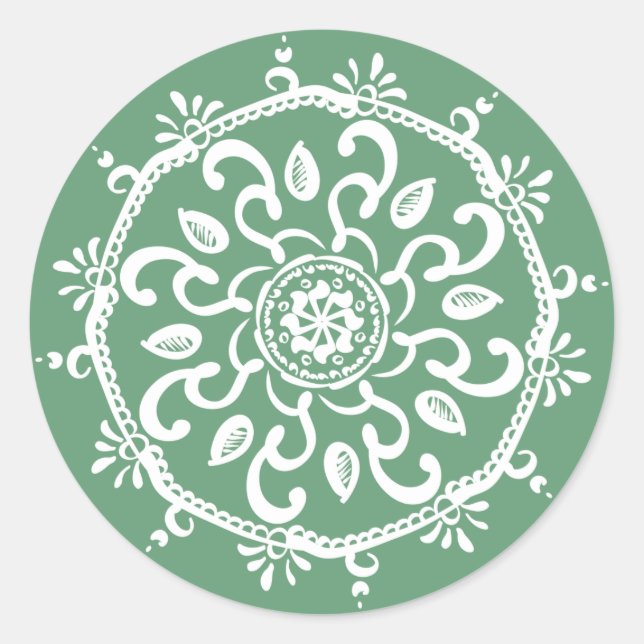 Sage Mandala Classic Round Sticker (Front)