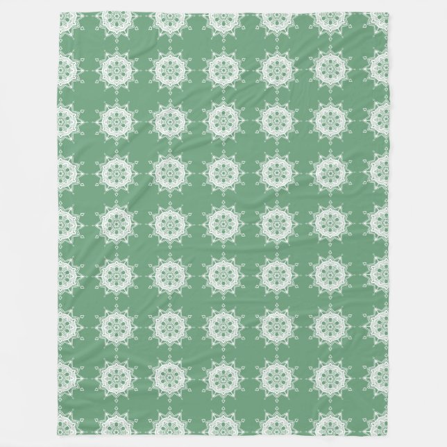 Sage Mandala Fleece Blanket (Front)