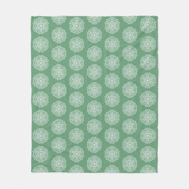 Sage Mandala Fleece Blanket (Front)
