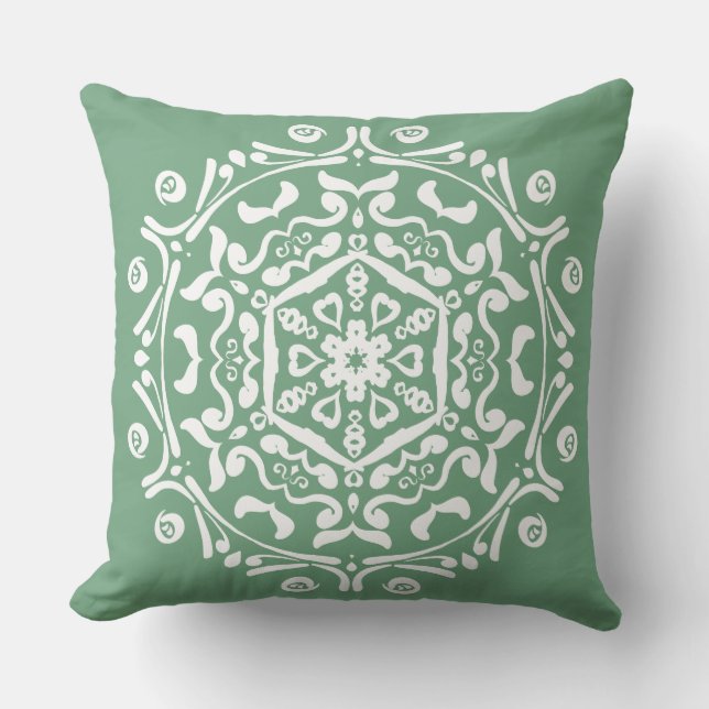 Sage Mandala Outdoor Cushion (Front)