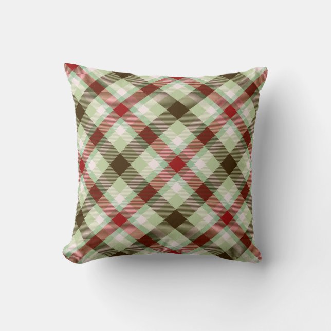 Sage & Maroon Plaid Cushion (Front)