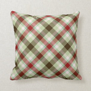 Sage & Maroon Plaid Cushion