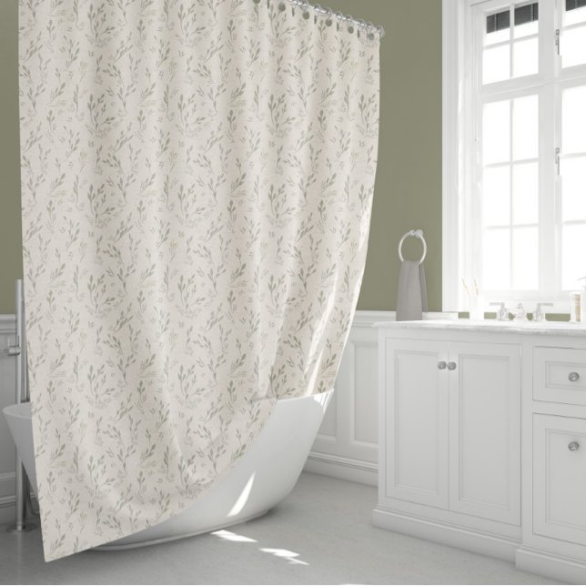 Sage Meadow Grasses  Shower Curtain (Sage Meadow Grasses Shower Curtain by Jenn Steffen for Studio Posies.)