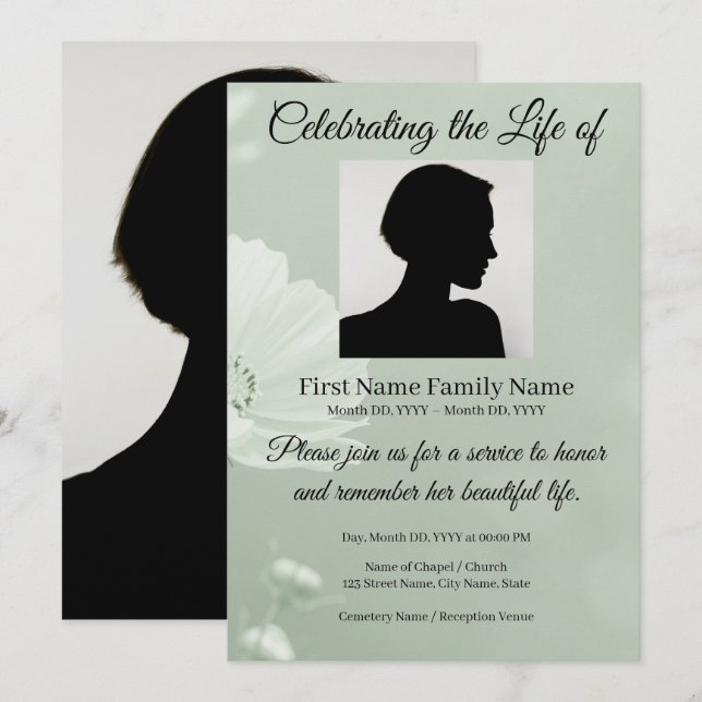 Sage memorial invitation (Front/Back)