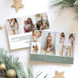 SAGE Merry Christmas chic 9 Collage Multi Photo  Holiday Card<br><div class="desc">Share your family’s highlights with this year-in-review Christmas card featuring a simple, minimal, and clean design. The front includes a modern 6-photo collage paired with the festive greeting “Merry Christmas” in an elegant serif font over a subtle sage green colour, with space to personalise your family name or the year....</div>