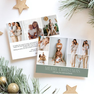 SAGE Merry Christmas chic 9 Collage Multi Photo  Holiday Card