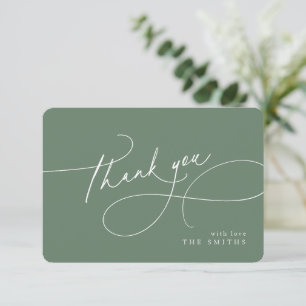 Sage Minimal Elegant Script Christmas Thank You 