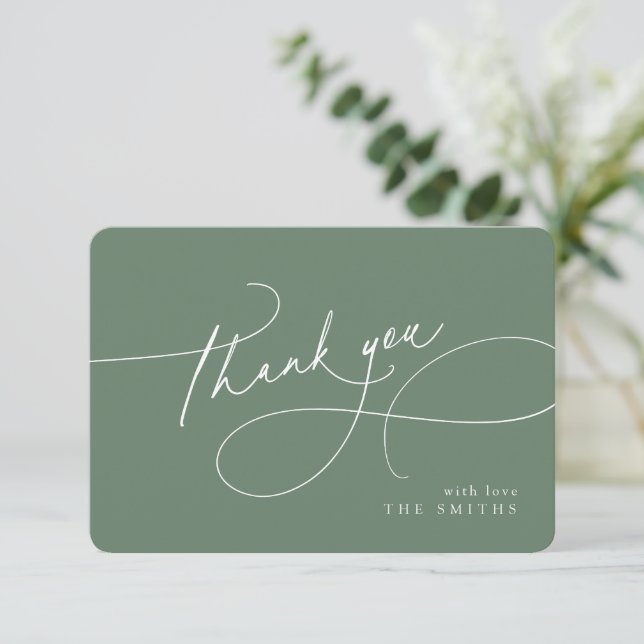 Sage Minimal Elegant Script Christmas Thank You  (Standing Front)
