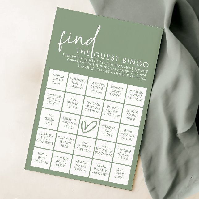 Sage Minimalist Bridal Shower Guest Bingo Game (Creator Uploaded)